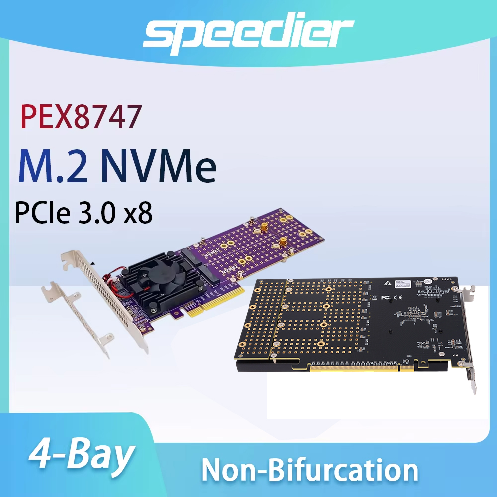 PCIe 3.0 X8 4‑Bay M.2 NVMe Exp - đánh giá và giá Quad M.2 Nvme Pcie Bifurcation Card