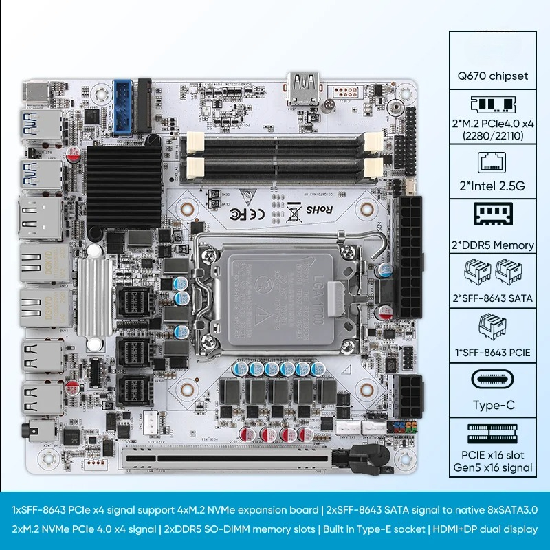 12/13/14th Gen Nas Motherboard - đánh giá và giá Lga 1700 Ddr5 Itx Motherboard